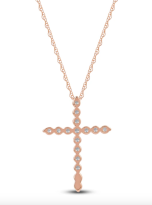 1/2 Carat Lab-Created Diamond Cross Necklace in 14K Rose Gold – 18″ Chain